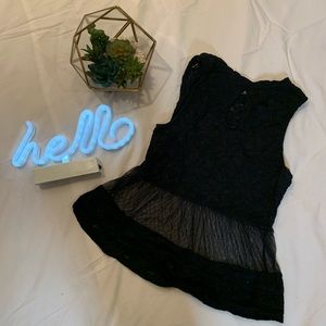 Black Lace High Neck Top